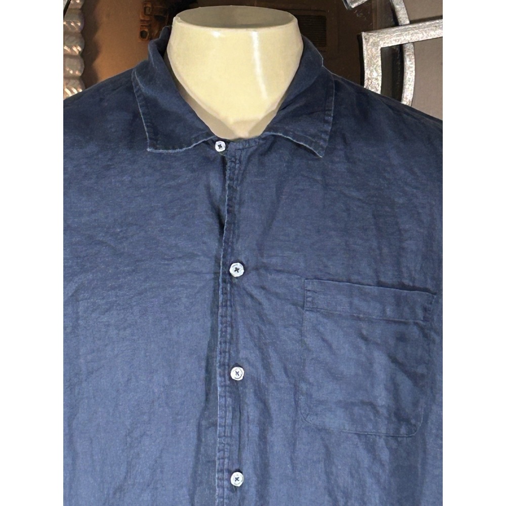 Brooks Brothers Regular, Irish Linen Camp Collar Short-Sleeve Blue XL - Picture 3 of 11